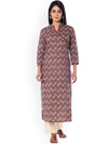 Anayna Women Taupe & Red Printed Straight Kurta