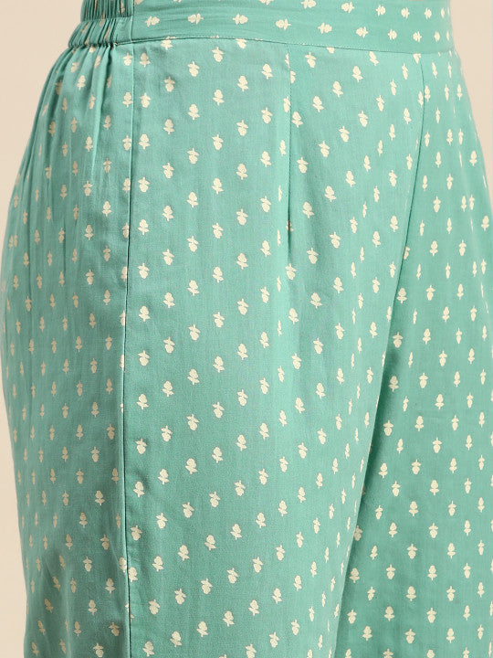 anayna Floral Printed Regular Pure Cotton Kurta with Trousers