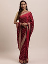 Kasee Maroon & Gold-Toned Floral Embroidered Art Silk Saree