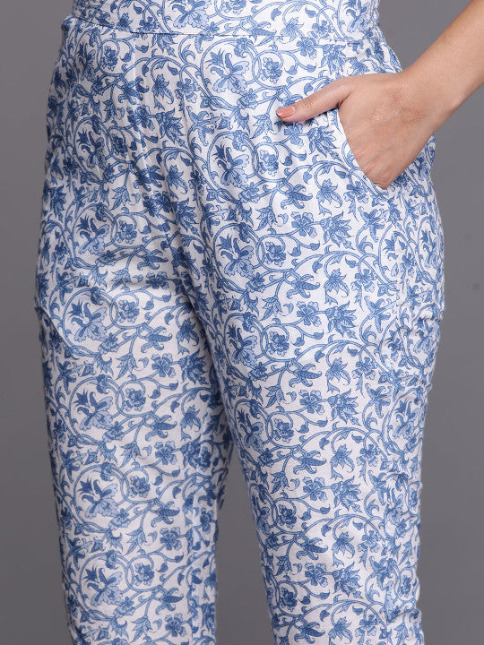 Libas Women Floral Printed Pure Cotton Kurta With Trousers & With Dupatta