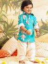 Vastramay Sishu Boys Floral Printed Shirt Collar Long Sleeve Kurta Set