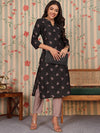 House of Pataudi Floral Printed Straight Chanderi Silk Kurta with Trousers