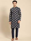 Amodh by Kisah Men Blue Kurta (Set of 2)