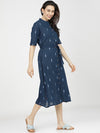 Vishudh Navy Blue Ethnic A-Line Midi Dress