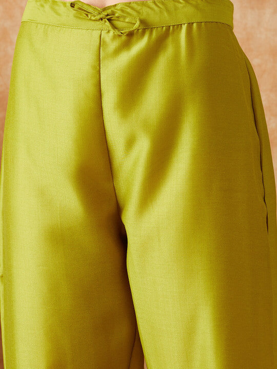 Sangria Embroidered Straight Kurta With Trouser & Dupatta Set