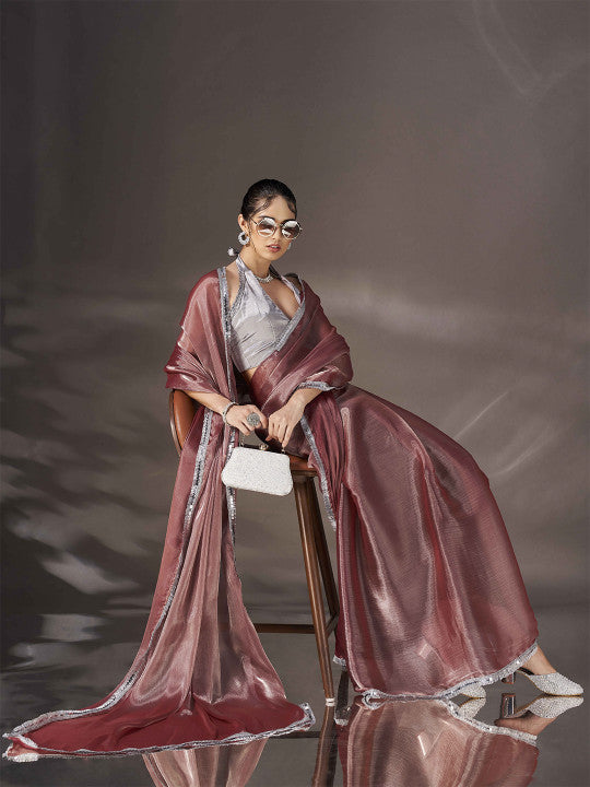 Tikhi Imli Mukaish Poly Chiffon Saree