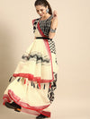 Sangria Off-White & Black Pure Linen Printed Saree