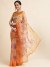 Fabmora Floral Printed Beads And Stones Organza Saree