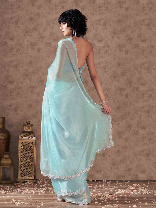 Tikhi Imli Embellished Solid Saree