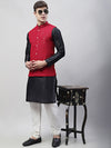 Jompers Mandarin Collar Sequinned Kurta with Churidar With Embroidered Nehru Jacket