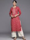 KSUT Maroon Gold Printed Embroidered Kurta