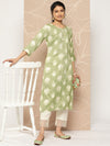 KSUT Green Colour Foile Printed Kurta Straight Kurta