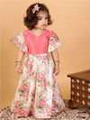 Vastramay Sishu Girls Pink & Cream-Coloured Ready to Wear Lehenga & Choli