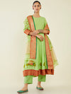 Soch Floral Printed Kurta With Trousers & Dupatta - L