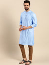 Anouk Men Blue Solid Straight Kurta