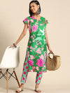 Sangria Women Floral Printed Regular Kurta with Trousers