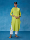 Likha Lime Green Polka Cotton Flex Kurta LIKKUR172