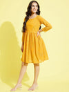 Vastramay Yuva Girls Yellow Embellished Relaxed-Fit Ethnic Dresses