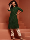 IMARA Ethnic Motifs Printed Mandarin Collar Kurta