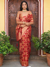 Janasya Ethnic Motifs Woven Design Zari Organza Kanjeevaram Saree