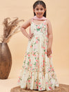 Vastramay Girls Muslin Floral Printed Anarkali Ethnic Dress & Dupatta