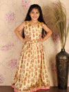 Vastramay Girls Yellow & Pink Printed Angrakha Style Ready to Wear Lehenga Set