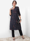 Vishudh Floral Printed Thread Work Kurta