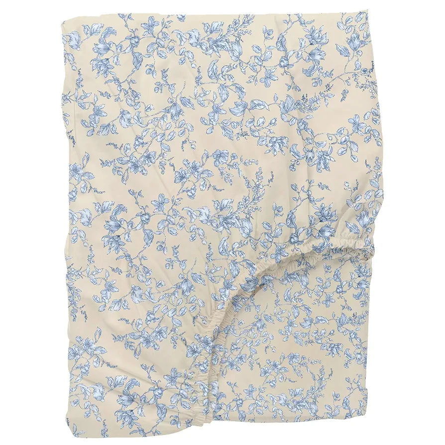 Trance Home Linen 100% Percale Cotton 210 TC Bedsheet | Queen Size Printed Fitted Bedspread with 2 Pillow Covers 