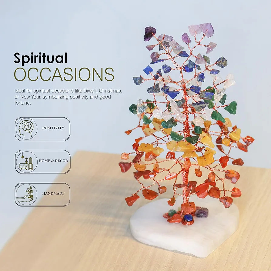 ZAICUS Gemstone Bonsai Tree with Healing Crystals – 7 Chakra Heart Base Feng Shui Showpiece Home & Office Décor – Housewarming Gift - Chakra Tree