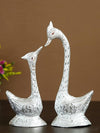 Ecraftindia 12 Inch Silver Kissing Swan Couple Handcrafted Decorative Figurine