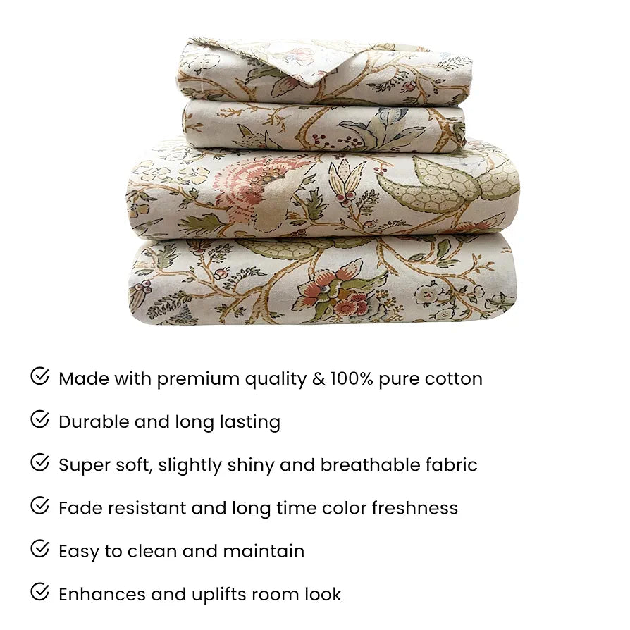 SAJAVAT HOME 100% Pure Cotton King Size Bedsheet Set with 2 Pillow Covers | Soft, Breathable & Skin-Friendly | Luxury Bedding Set, 96x104 Inches  | Pack of 1 