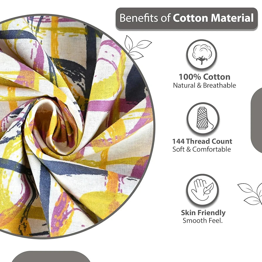 Divine Casa 144 TC 100% Pure Cotton Single Bed Bedsheet with 1 Pillow Cover | Soft, Durable & Fade-Resistant | All-Weather Comfort & Bedroom Decor| Size 145 x 223 CM | Wavy Pattern | Charcoal Yellow