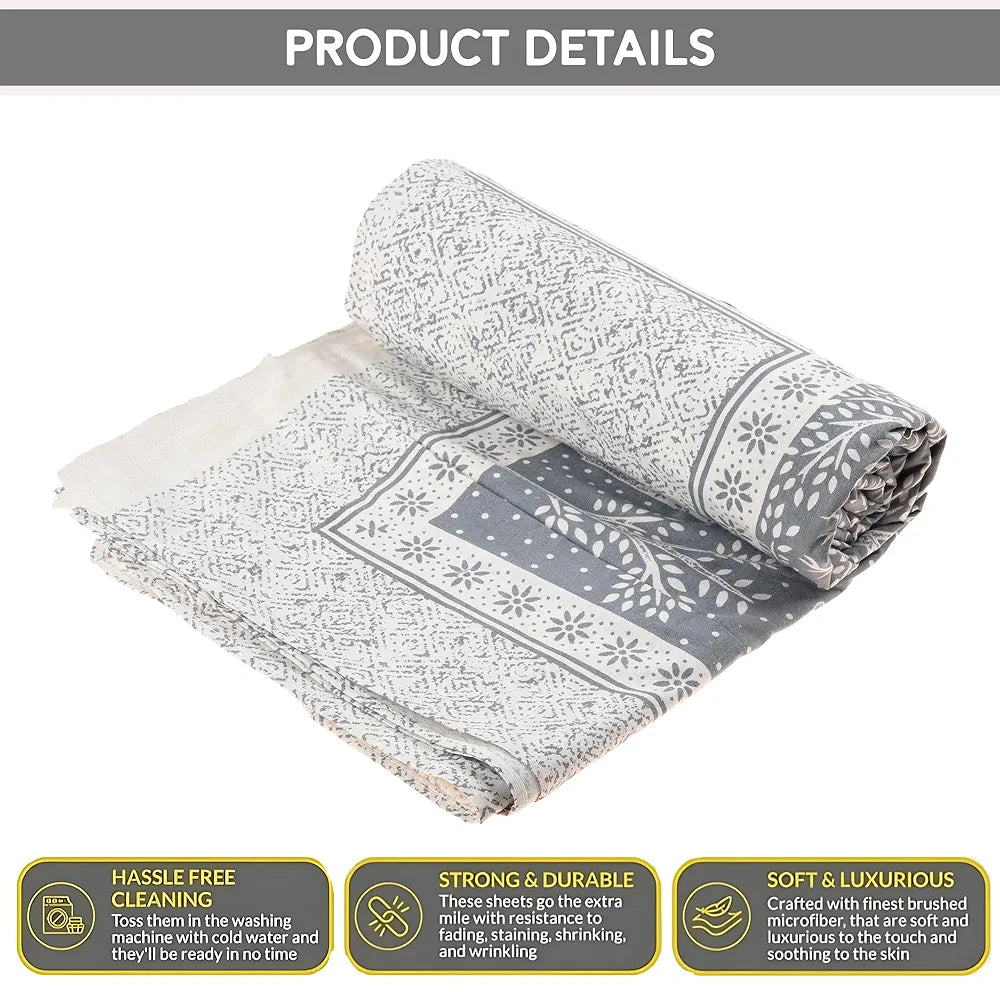Kuber Industries 100x108 Inch Cotton Bedsheets for Double Bed with 2 Pillow Covers | Easy to Wash & Maintain Double Bedsheet Cotton Fabric for Daily Use | Photo Frame Tree Print - Blue