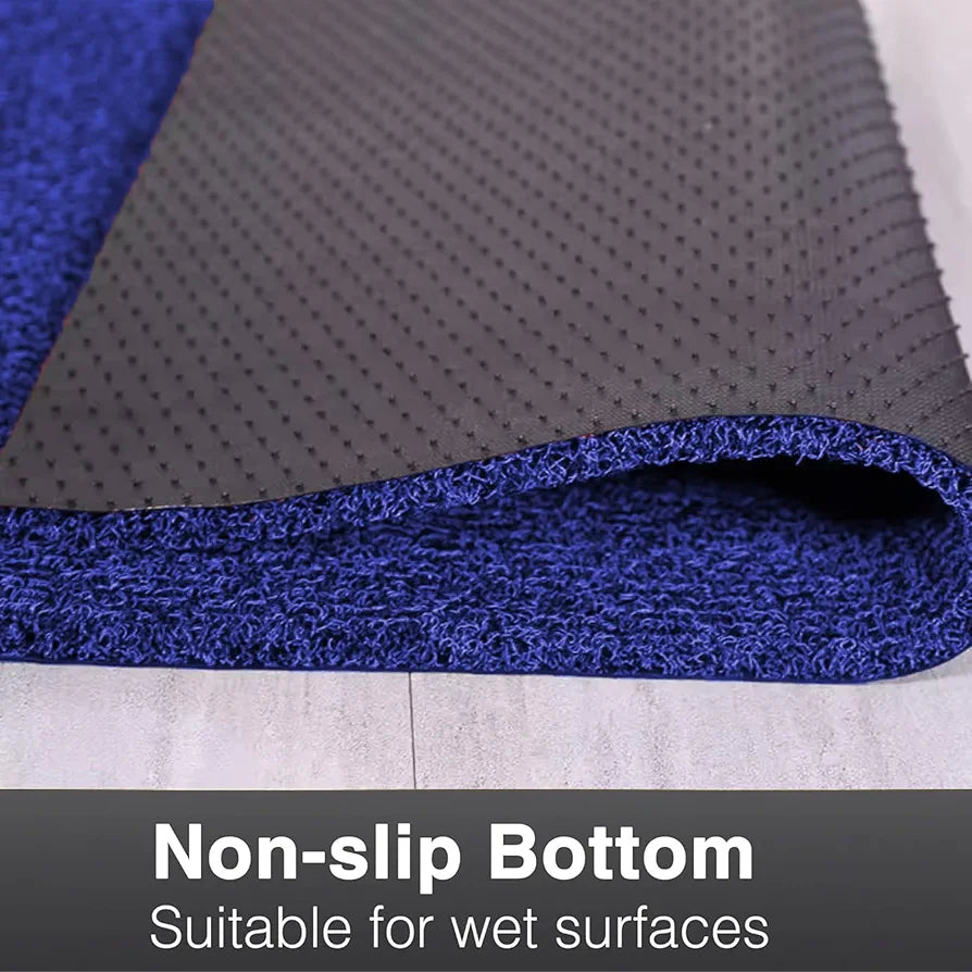 ishro home Cushion Noodle Mat for home Entrance, Heavy Indoor Outdoor Anti Slip PVC Floor Mat for Bedroom, Kitchen, Absorbent Solid Mats|Feet 2x3, Blue, Rectangle