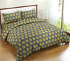 Trance Home Linen 200TC 100% Cotton Printed Zippered Duvet Cover/Blanket/Quilt Cover Comforter Cover/Razai Cover King Size with 2 Pillow Covers Colour Damask Mustard Yellow