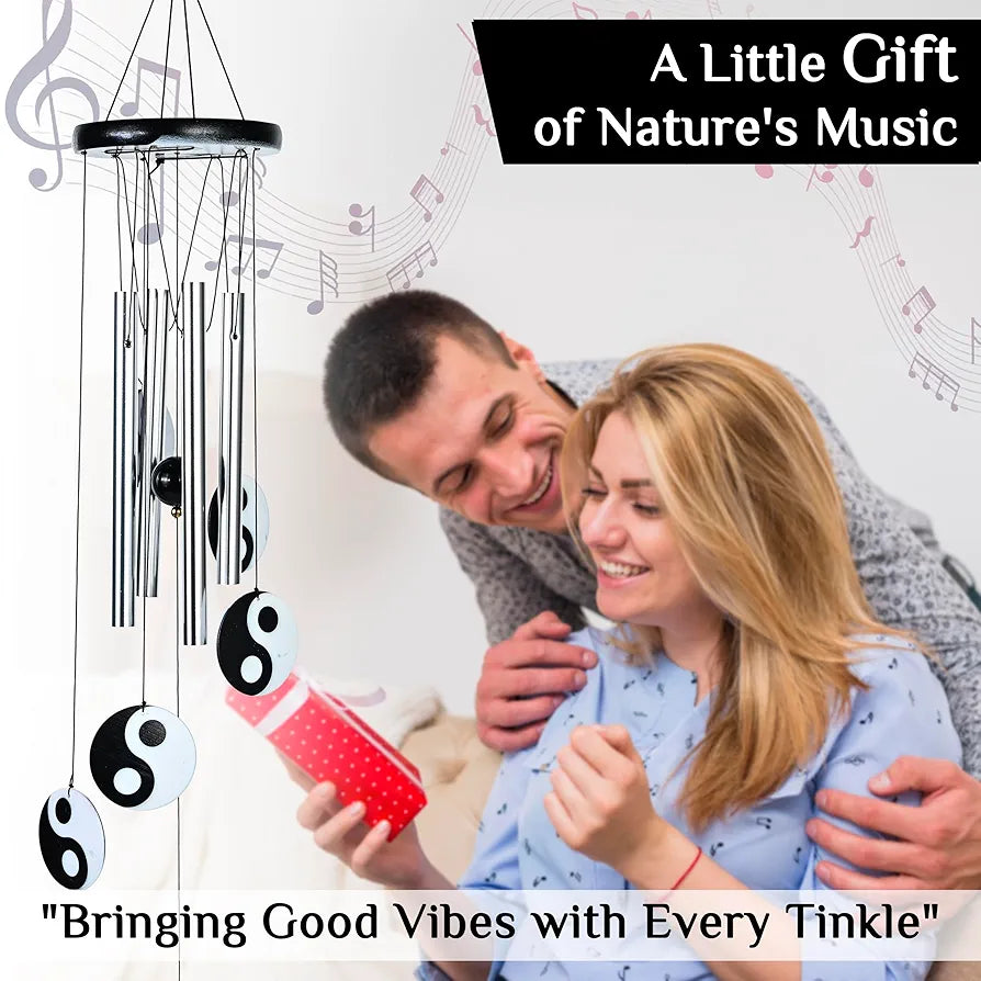 ZAICUS Wind Chimes for Balcony – Elegant Wind Chime for Home Positive Energy – Yin-Yang Metal Tube Wind Chimes for Living Room, Garden, Patio & Meditation Space