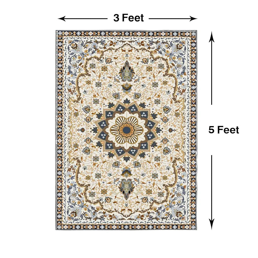 ishro home 3 x 5 Feet 3D Jet Multi Printed Carpet Rug Runner and Carpets for Bedroom/Living Area/Home with Anti Slip Backing 