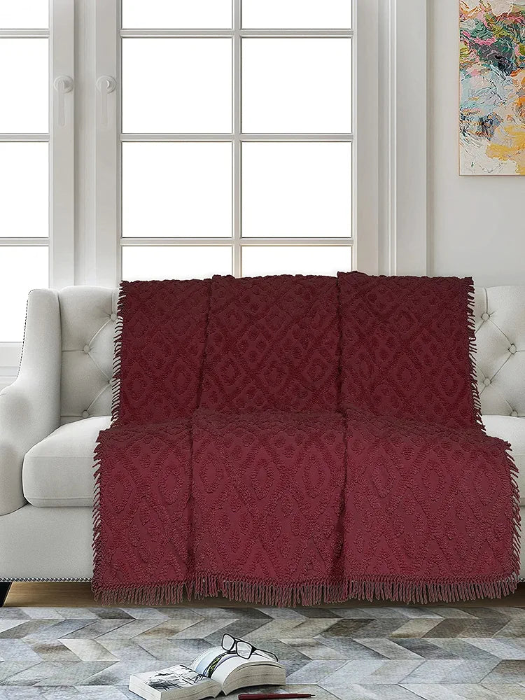 SARAL HOME EASY LIVING Soft Cotton Tufted 2 Seater Sofa Cover Throw 