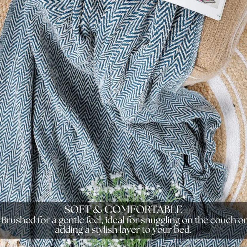 HOMADORN All Season Cotton Weaved Throw Blanket for Bed/Sofa 50x70 INCHES 
