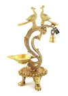 Two Moustaches Brass Ethnic Carved Twin Peacock Design Over Diya