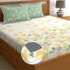 Dreamscape Cotton Floral King Fitted Bedsheet with 2 Pillow Covers Bold Beige