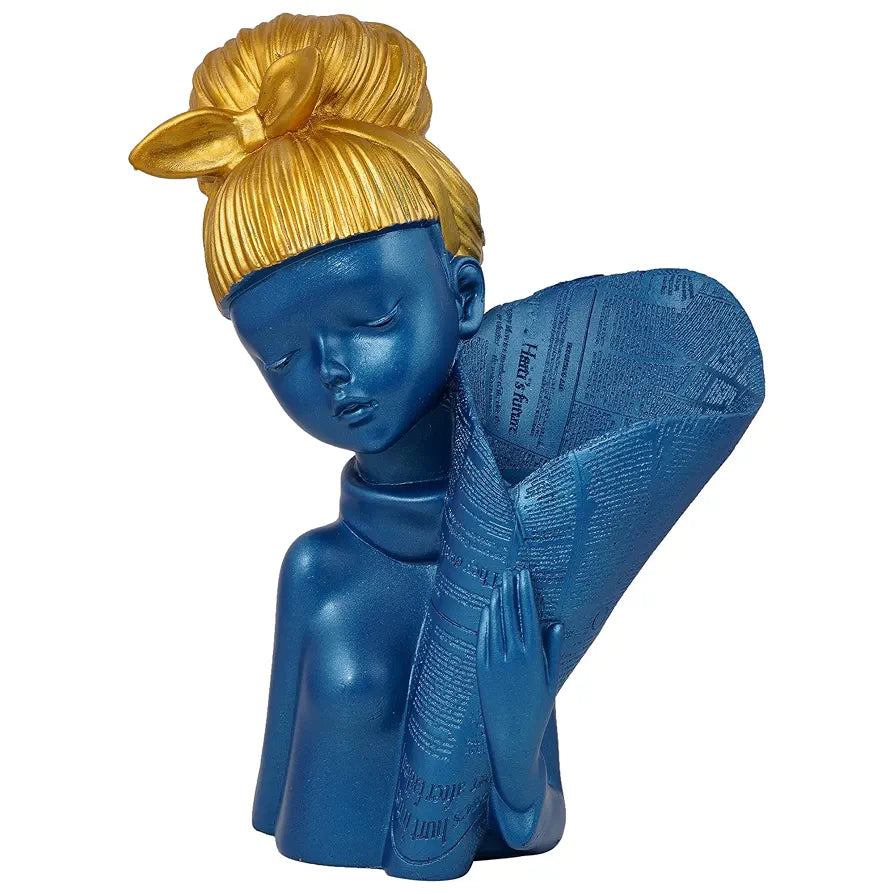 Zart Angel Girl Showpiece for Home Decor | Winged Fairy Statue for Shelves | Blue Resin Figurine, 3.94 Inch