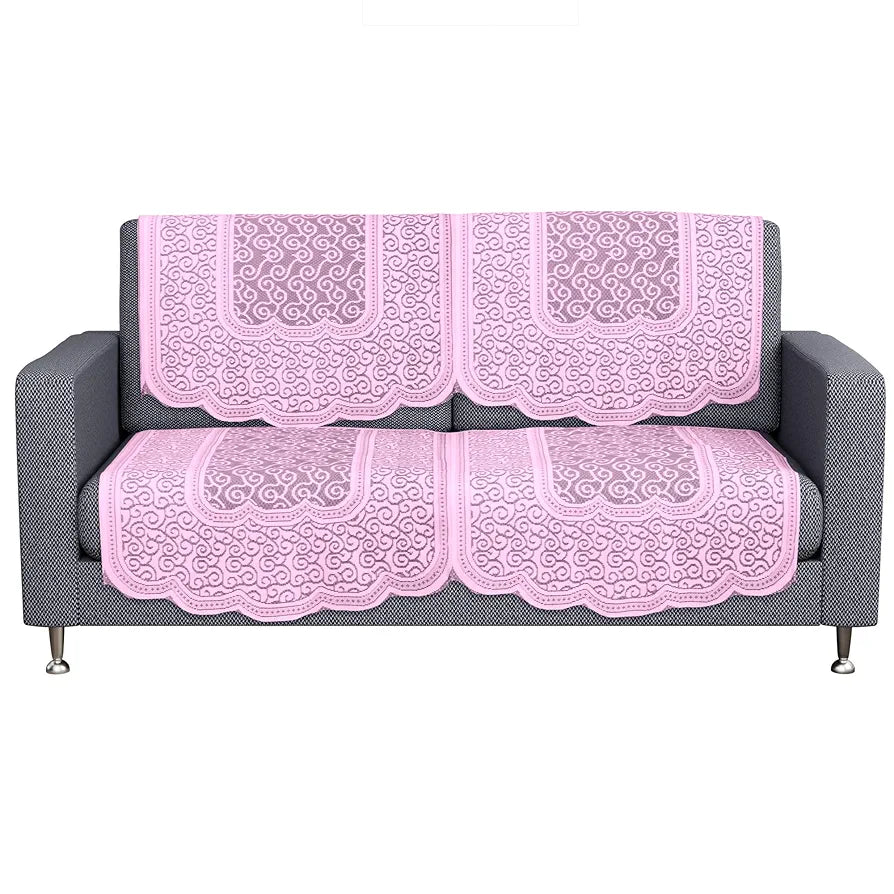 Kuber Industries Sofa Cover | Net 2+1 Seater Sofa Slip Cover Set | Couch Sofa Cover Set | Sofa Cover for Home | Sofa Slipcover Set | Sofa Cover for Living Room | Zig Zag Printed | Pink
