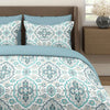 Layers Glory Cotton Bedsheet Set for All Seasons Lightweight 144 TC Queen Size Blue Water