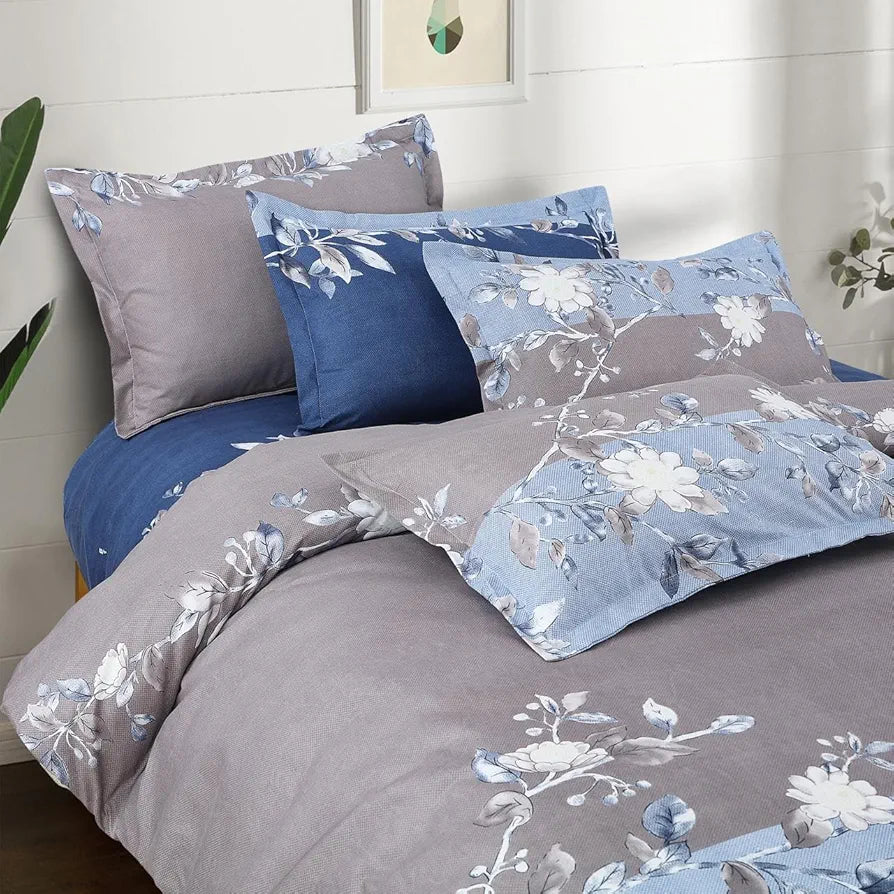 THE HOME STYLE 400 TC Cotton Elastic Fitted All Around Printed King Size Double Bed Bedsheet wih 2 Pillow Cover 