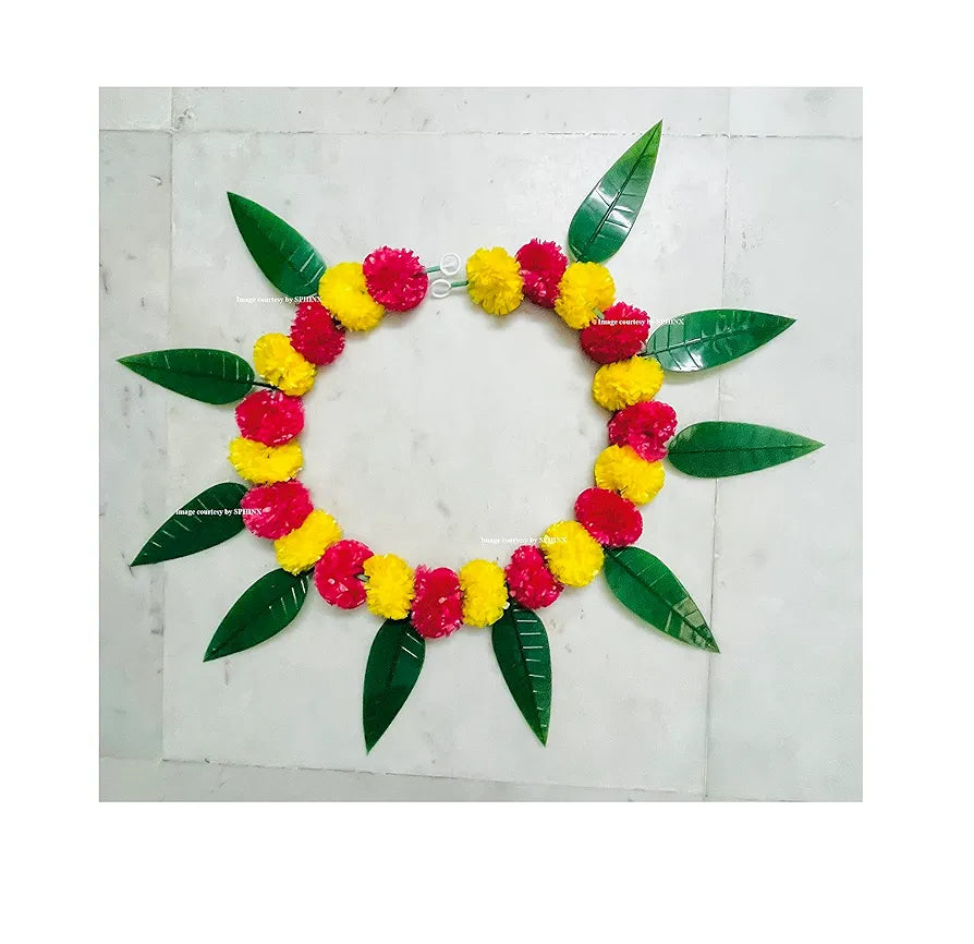 SPHINX Artificial Marigold &Mango Leaves Simple Door-Window toran/Door hangings/Festive Decorations - Approx.100 cms/40 Inches/3.33 Ft. - 
