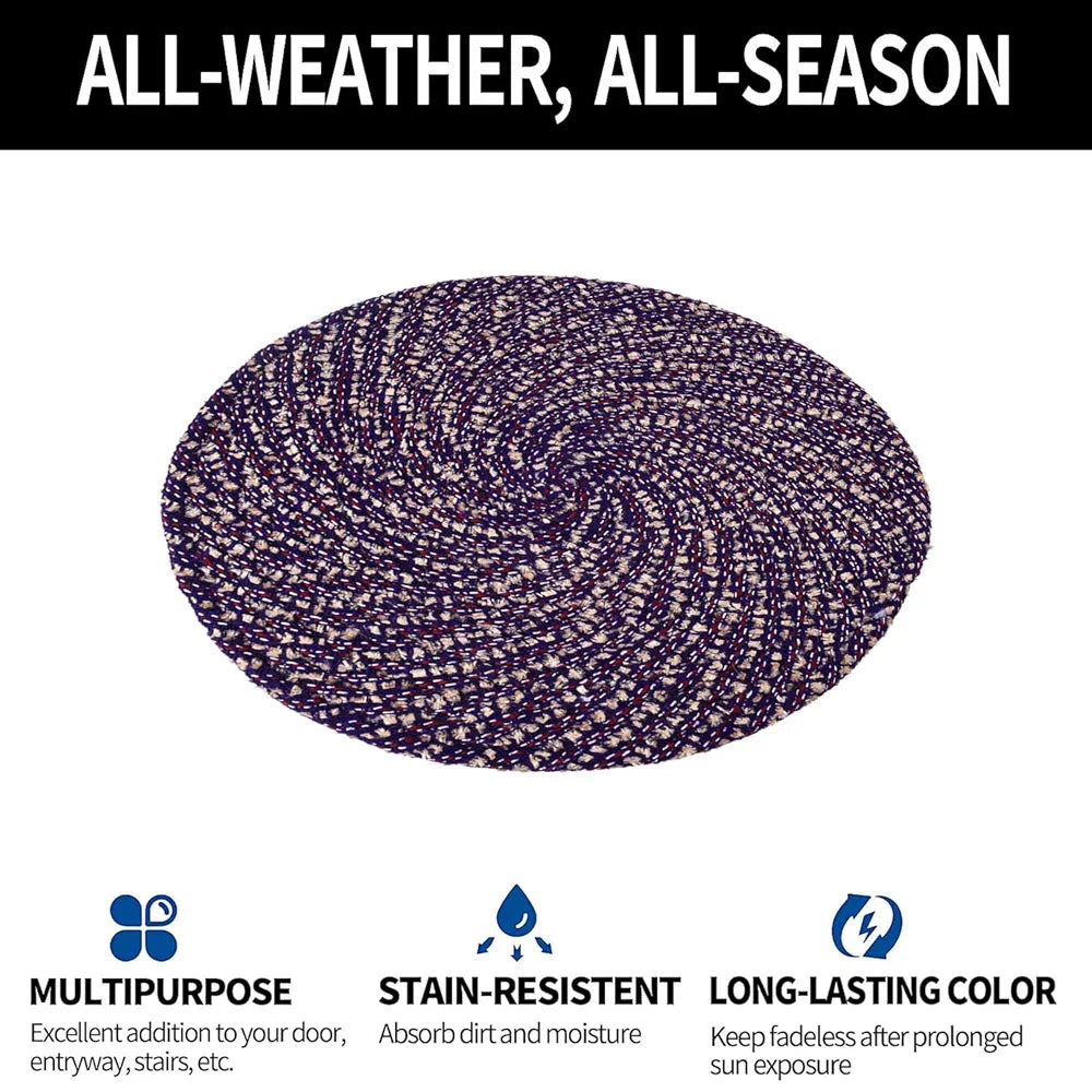 Kuber Industries Round Shape Feather Door Mat - Cotton Reversible for Kitchen and Home - 16 Inch Small Purple