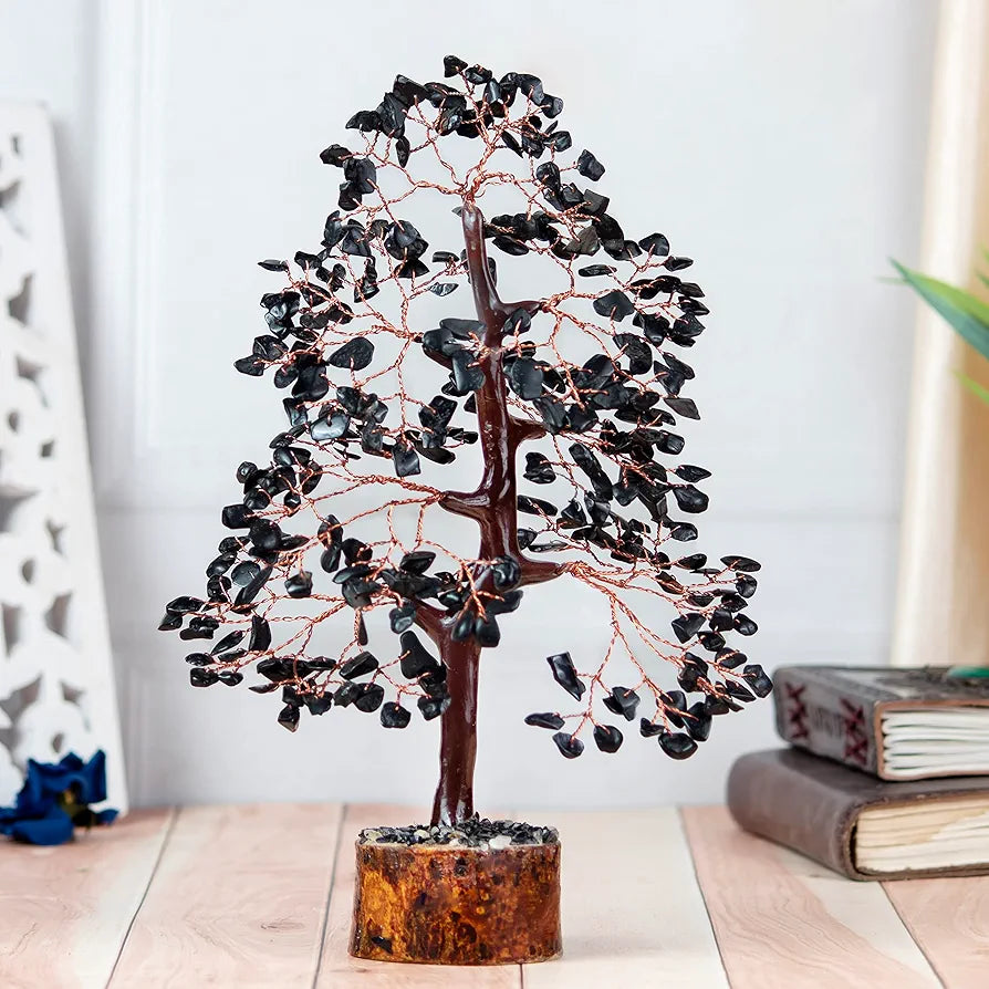 BEZAVO Black Tourmaline Crystal Tree | Money Tree for Protection, Wealth & Positive Energy | Decorative Tree for Home & Office | Ideal Gift for Men & Women – Birthday & Anniversary 