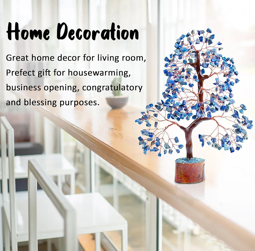 BEZAVO Lapis Lazuli Energy Crystal Tree | Feng Shui Tree for Abundance & Love | Decorative Artificial Plant for Home & Office | Ideal Gift for Men & Women – Birthday 