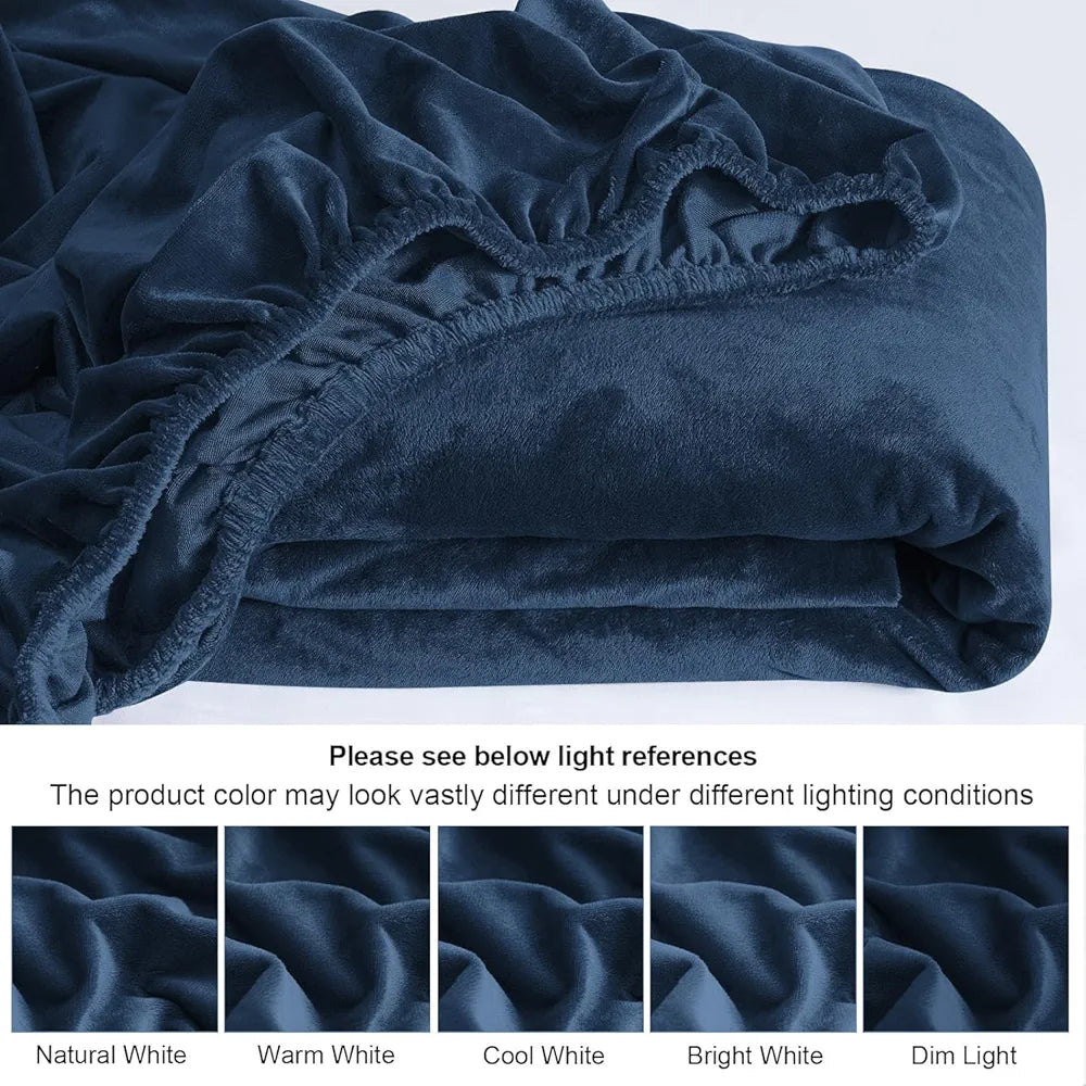 Cloth Fusion 200 TC Warm Winter Elastic Fitted Bedsheet for Double Bed King Size with 2 Pillow Covers, Cozy Woolen Bedsheets for Double Bed 